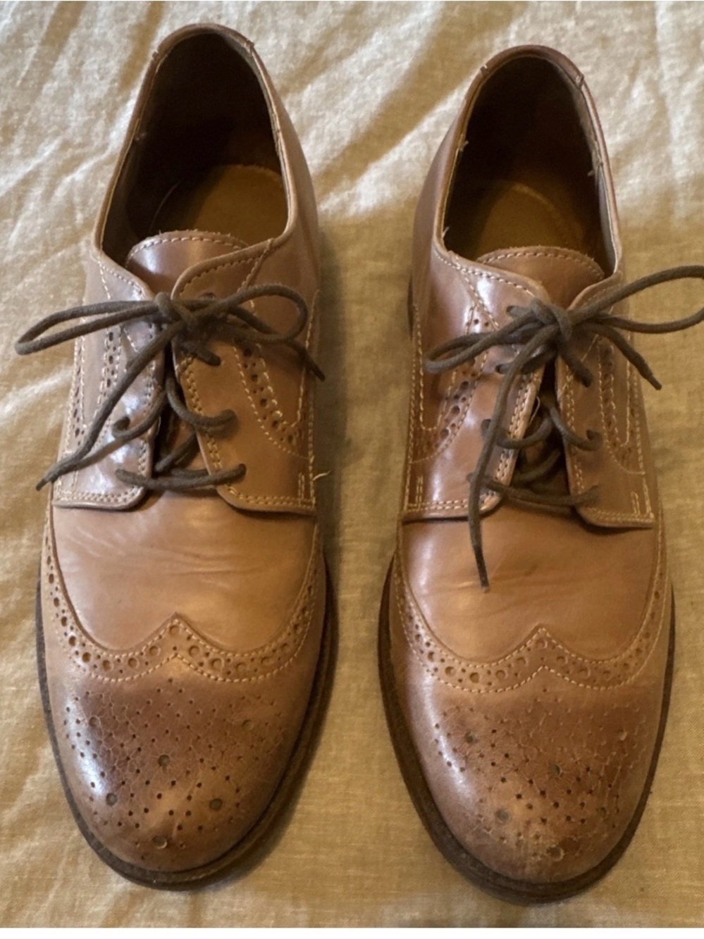 Bostonian Tan Leather Wingtip Oxfords